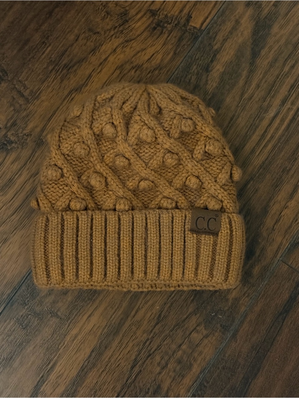 C.C Cable Pom Beanie - Mustard Brown